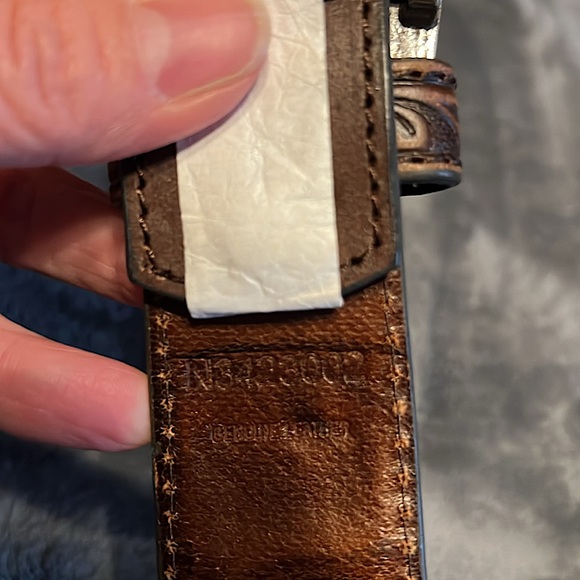 NOCONA Brown WESTERN LEATHER Belt Teal Buckle S - Picture 10 of 10